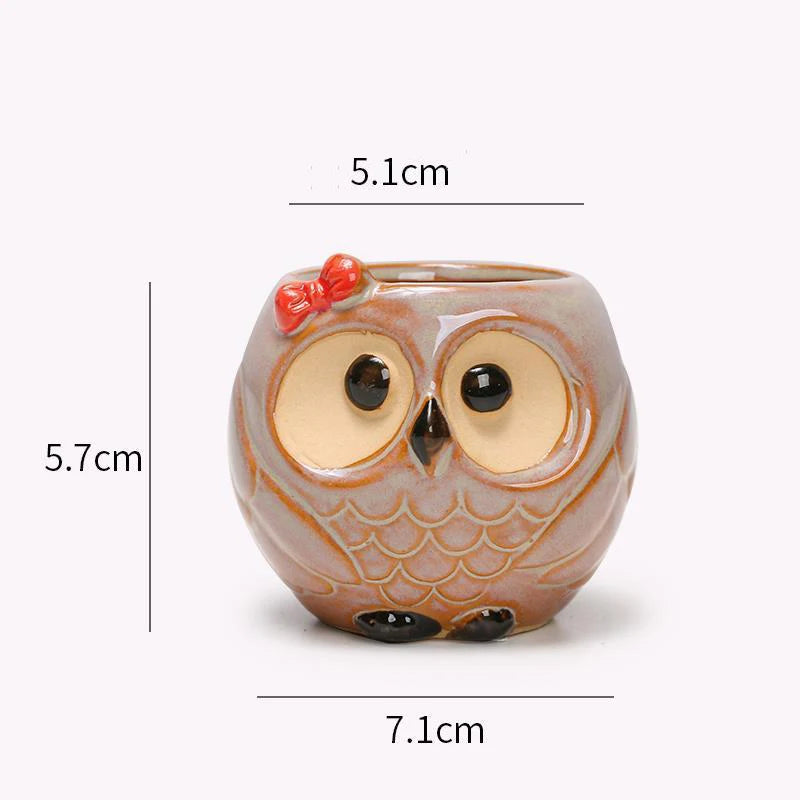 Ceramic Owl Flower Pot Garden Office Decoration Succulent Mini Owl Flowerpot Cute Animal Flowerpot Cactus Plants Planters