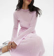 Hirsionsan Spring Autumn O-Neck Elastic Knit Long Dresses Women 2024 Elegant Chic Soft Lady Hollowing Sweater Dresses Femme New