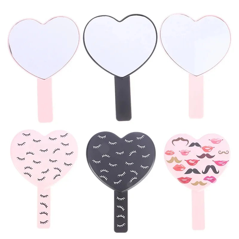 1 Pcs High Definition Handheld Heart-shaped Eyelash Mirror Eyelash Inspection Mirror Makeup Gadgets Vanity Mirror Girl Gifts