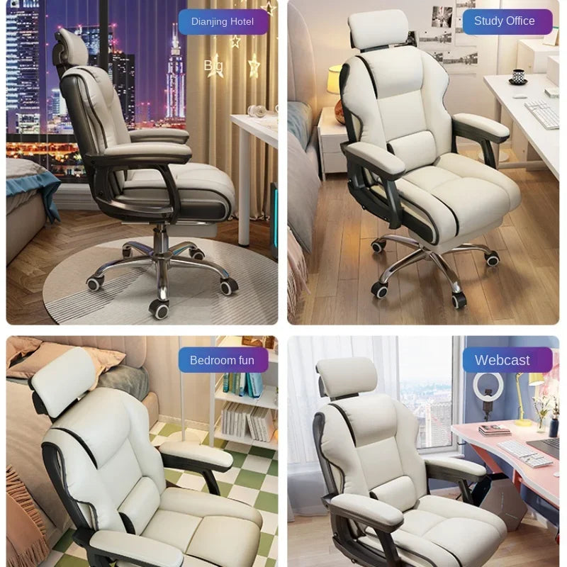 Ergonomic&Upgrade Workspace with Q-bullet Latex Office Chair The Adaptive Headrest and High-quality PU Leather Gaming Sofa Chair