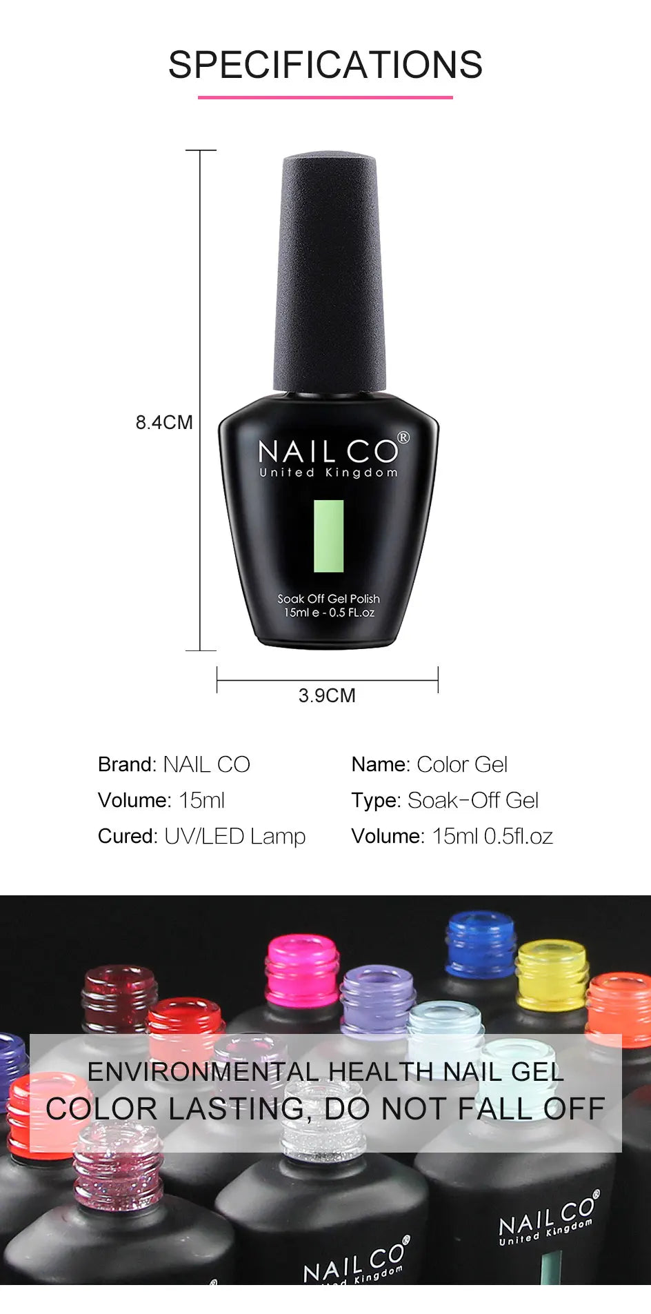 NAILCO 15ml Translucent Color Gel Nail Polish Vernis Semi Permanent UV LED Gel Polish For Nail Art Gel Manicure TOP BASE Varnish