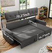 Sofa Bed Reversible Convertible Sleeper Pull Out Couches with Storage Chaise, Linen Fabric Furniture for Living Room, Bedroom