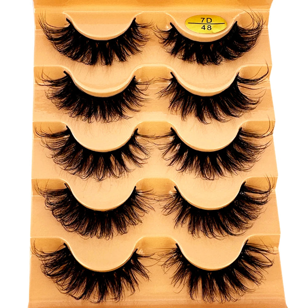 5pairs Classic Hybrid Volume Lashes New Arrival Wispy D Curl Short Russian Strip Lashes Makeup False Eyelashes