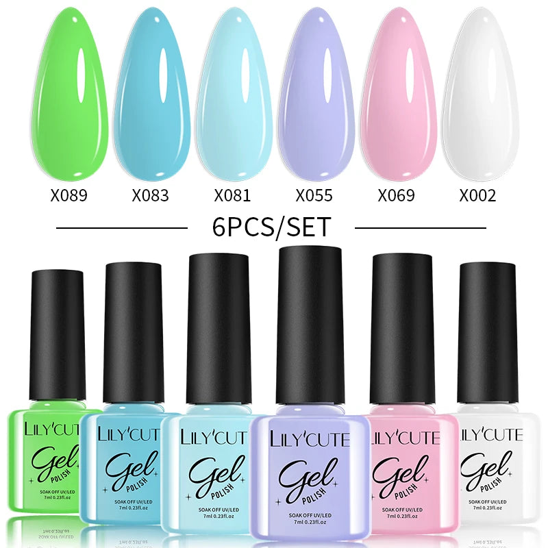 LILYCUTE 6Pcs/Set Gel Nail Polish Popular Colors In Autumn Semi Permanent Soak Off UV LED Nail Art Gels Nail Gel Polish