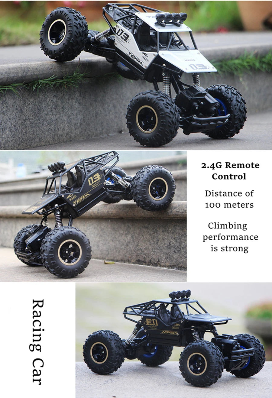 4WD Remote Control Car With Led Lights Radio RC Buggy Off-Road Drift Trucks RTR Vehicle Gifts Toys for Children Boys Kids Adults