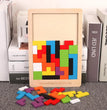 1 Set Wooden Blocks Puzzle Brain Teasers Toy Tangram Jigsaw Intelligence Colorful 3D Russian Blocks Montessori Educational