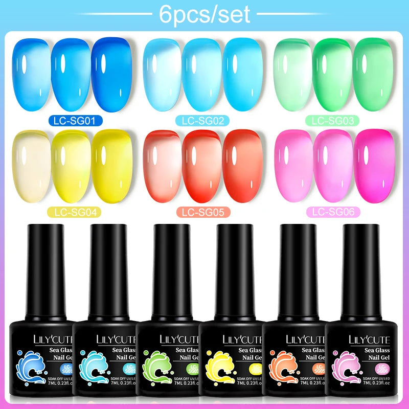 LILYCUTE 6Pcs/Set Gel Nail Polish Popular Colors In Autumn Semi Permanent Soak Off UV LED Nail Art Gels Nail Gel Polish