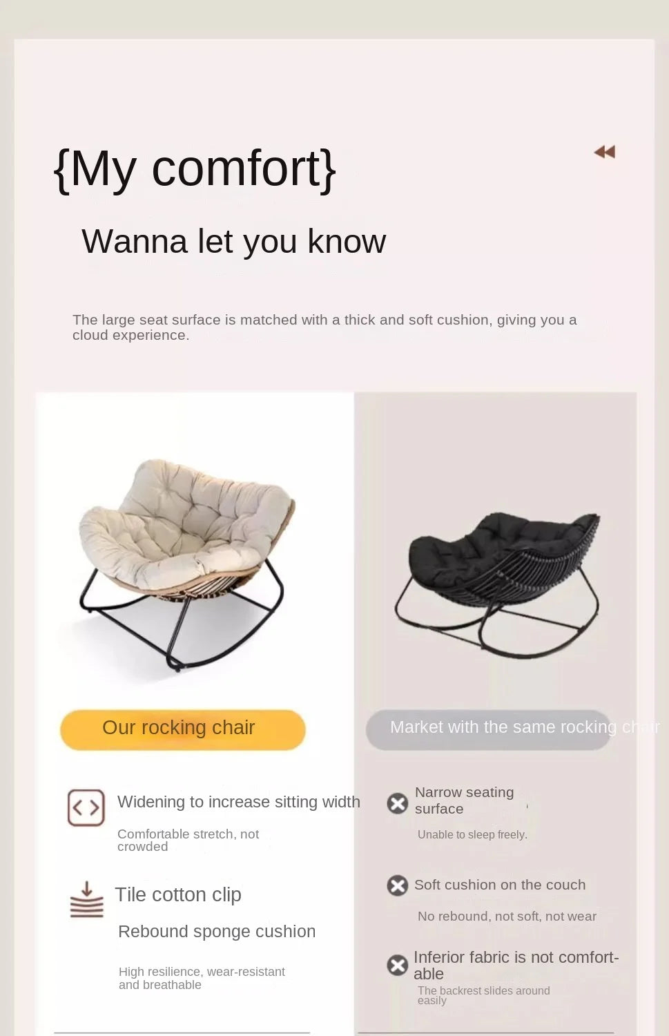 X&D Human Bird Nest Rattan Weaving Rocking Chair Leisure Sofa Home Balcony Single Lazy Sofa Rocking Chair Rattan Chair Can Sleep