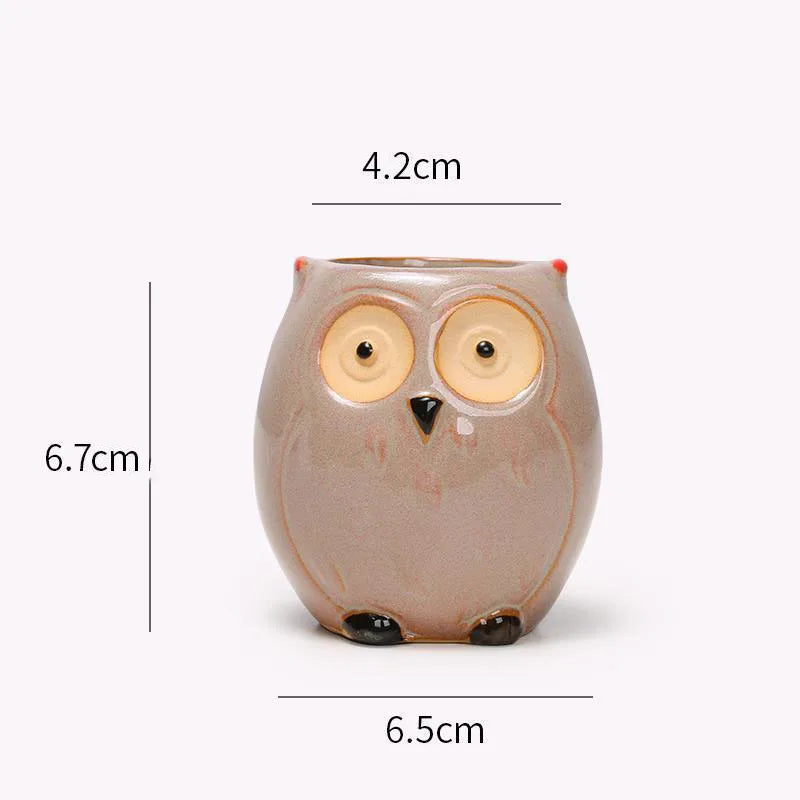 Ceramic Owl Flower Pot Garden Office Decoration Succulent Mini Owl Flowerpot Cute Animal Flowerpot Cactus Plants Planters