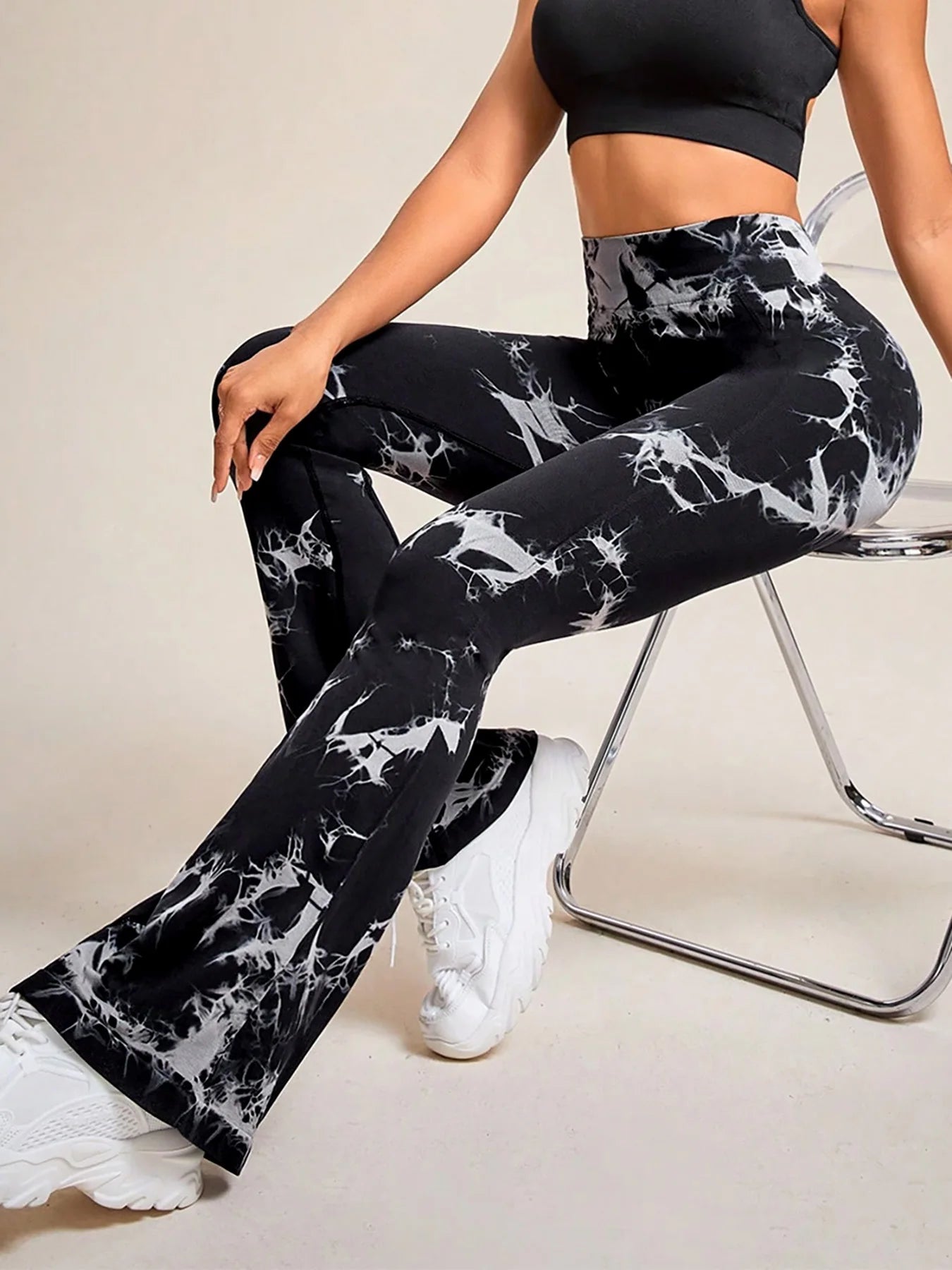 Tie-dye High-waisted Tummy Control Yoga Exercise Flared Pants