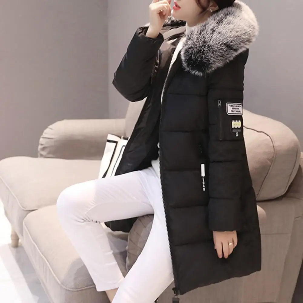 Women Winter Jackets Down Cotton Hooded Tops Large Size Parkas Mujer Coats Long Coat Fashion Female Fur Collar Outfits New Year