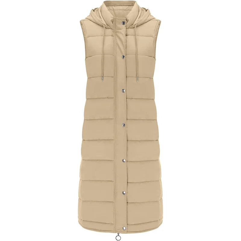 Long with Hood Outdoor Vest Down Women's Jacket Quilted Coat Sleeveless Jacket Winter Light Weight Sweaters