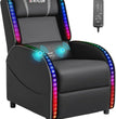 LED Gaming Massage Recliner Chair, Racing Style Single Living Room Sofa Comfortable Ergonomic Home Theater Seating, Chairs