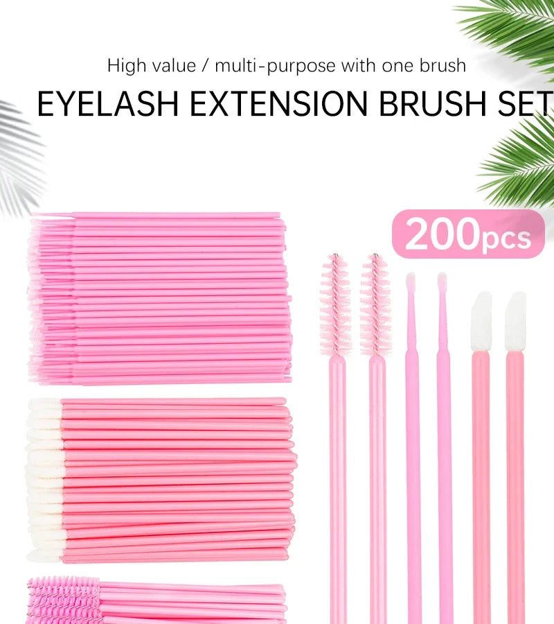 200 Pcs Disposable Makeup Brushes Set Mascara Wands Lip Brush Microbrush Applicator Swab For Eyelash Extension Make Up Tools