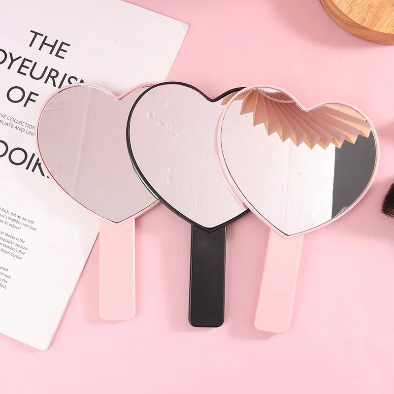 1 Pcs High Definition Handheld Heart-shaped Eyelash Mirror Eyelash Inspection Mirror Makeup Gadgets Vanity Mirror Girl Gifts