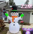 2.2M Christmas Snowman Inflatable Model Rotate LED Light Green Glove Xmas Stake Props Toys Household Accessories Holiday Decor