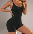 Summer 9 Color Solid Women Jumpsuit Skinny Short Bodycon High Elasticity Nylon Bodysuit Yoga Sports Workout Gym One Piece