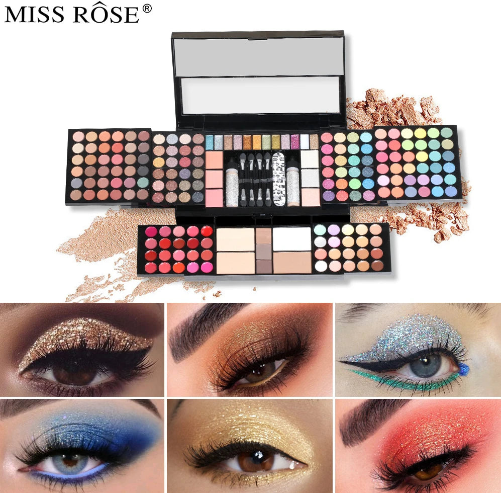 MISS ROSE Make-up Kit ALL IN ONE Full Facial Makeup Set Eye Shadow Lip Gloss Eyeliner Makeup Brushe Cosmetics Bag Makeup Product