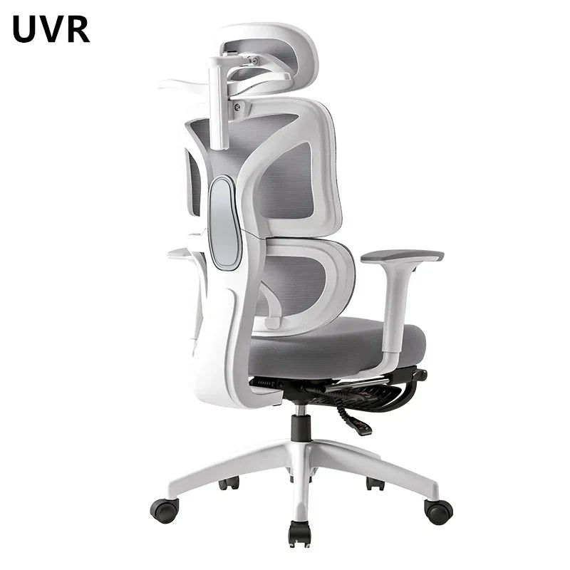 UVR Computer Chair Ergonomic Backrest Chair Home Study Chair Sedentary Comfortable Recliner with Footrest Mesh Office Chair