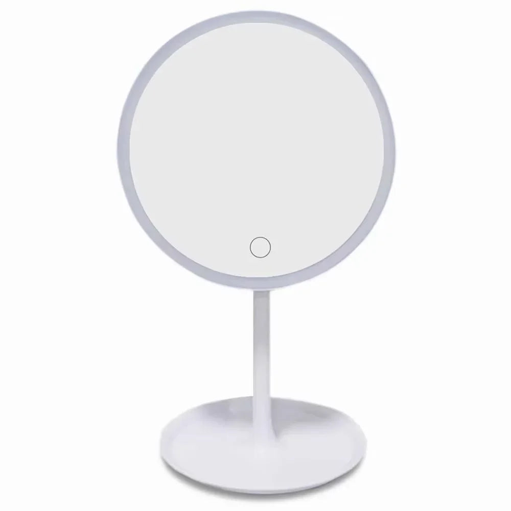 Vanity Cosmetic Mirror Storage Base Mirror With Gift USB Rechargeable Detachable 3 Modes Makeup Mirror With Light LED Portable@C