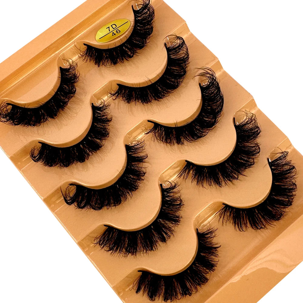 5pairs Classic Hybrid Volume Lashes New Arrival Wispy D Curl Short Russian Strip Lashes Makeup False Eyelashes