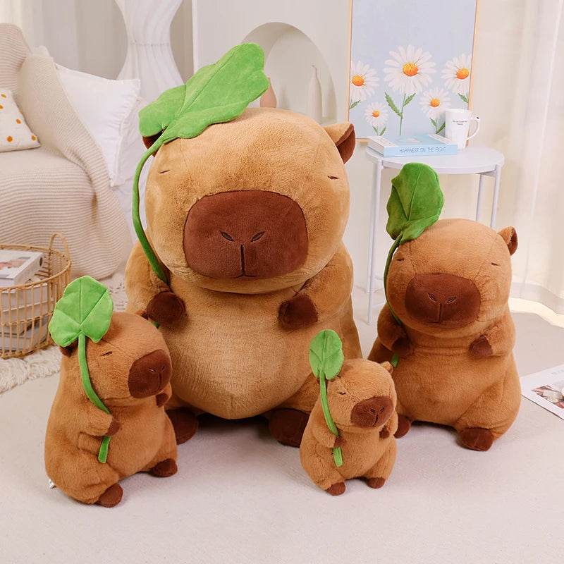 Lotus leaf Capybara Plush Toy  Oyster Bee Bckpack Capibara Cosplay Unicorn Dinosaur Boba Bread Ring Decor Stuffed Animals