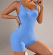 Summer 9 Color Solid Women Jumpsuit Skinny Short Bodycon High Elasticity Nylon Bodysuit Yoga Sports Workout Gym One Piece