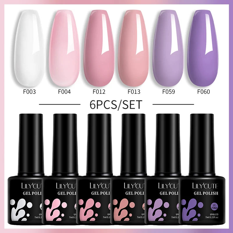 LILYCUTE 6Pcs/Set Gel Nail Polish Popular Colors In Autumn Semi Permanent Soak Off UV LED Nail Art Gels Nail Gel Polish