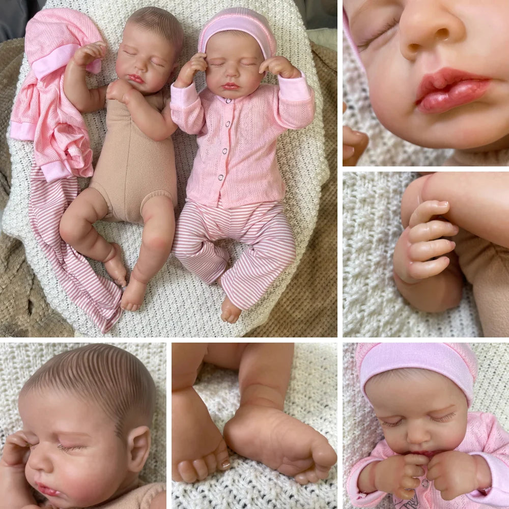 Two Style 20 Inch Lifelike Already Painted Reborn Dolls LouLou 3D Skin Realistic Baby Newborn Dolls Toy Figure Christmas Gift