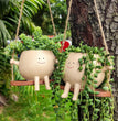 Swing Flower Container Resin Cartoon Flowerpot Creative Wall Hanging Head Planter Multifunctional Home Garden Patio Accessories