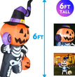 1.8M/6FT Halloween Inflatable Toy Giant Pumpkin Skull Ghost Outdoor Yard Garden Decoration Horror Inflated Model with LED Lights