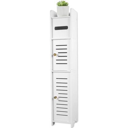 Bathroom Storage Cabinet 3 Tier Floor Cabinet Organizer with Door Free-Standing Toilet Roll Holder Narrow Toilet Storage Cabinet