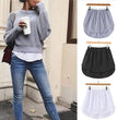 Women Girls Shirt Blouse Extender Adjustable Layering Faux Top Lower Sweep Mini Skirt False Hemline Splitting Underskirt