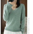 New Cashmere Women's V-neck Pullover Lace Neck Hollow Out Design Casual Knitted Long Sleeve Women's Sweater Autumn And Winter