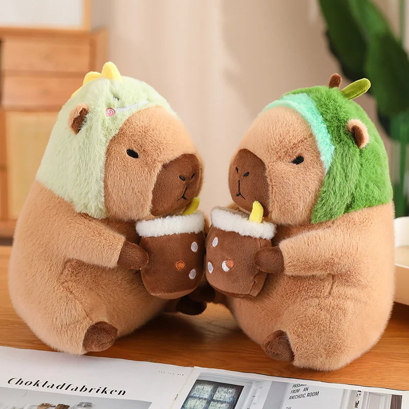 Lotus leaf Capybara Plush Toy  Oyster Bee Bckpack Capibara Cosplay Unicorn Dinosaur Boba Bread Ring Decor Stuffed Animals