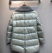 2024H new large collar solid color warm zipper temperament commuting long down jacket