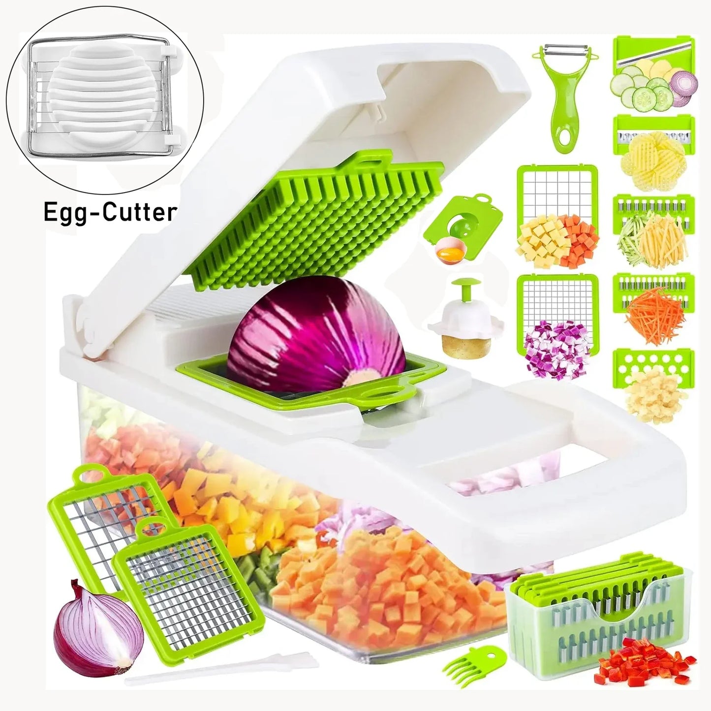 12 in 1 Multifunctional Vegetable Cutter Food Chopper Potato Slicer Carrot Grater Onion Shredder Salad Cutter Kitchen Gadgets