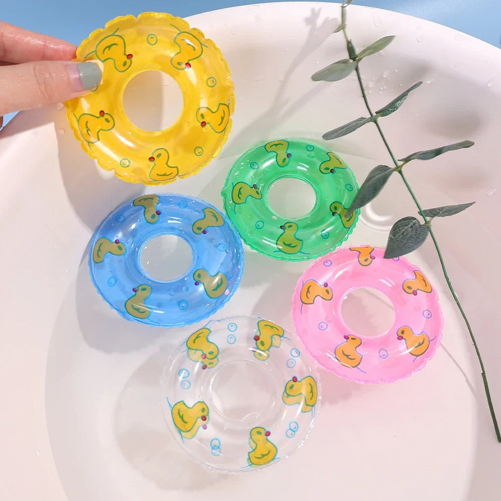 Kids' Mini Swim Ring Bath Toy Swimming Pool Float Circle Ring Toys Toy Baby Funny Doll Floating Rubber Bath Inflatable Games