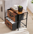 JHK Nightstand Bedside Coffee Sofa Tea Table Storage Closet Chest Clothes Display For Bedroom 2 Fabric Drawers Cabinet Furniture