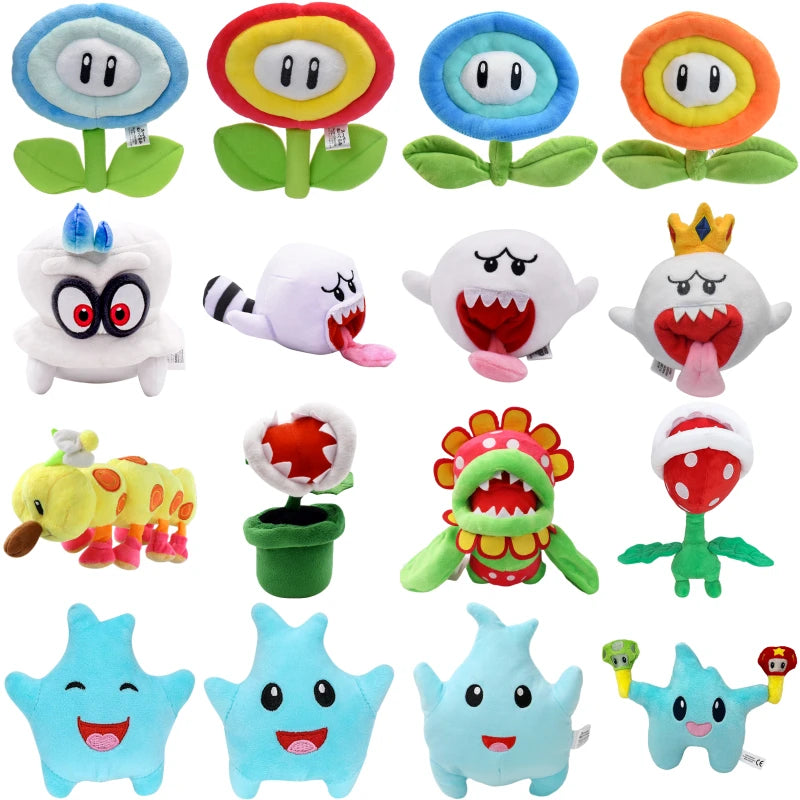 26 Styles Kawaii Mario Ice Fire Flower Boo Cappy Plush Toys Cute Anime Figure Super Star Big Poison Piranha Plant Peluche Dolls