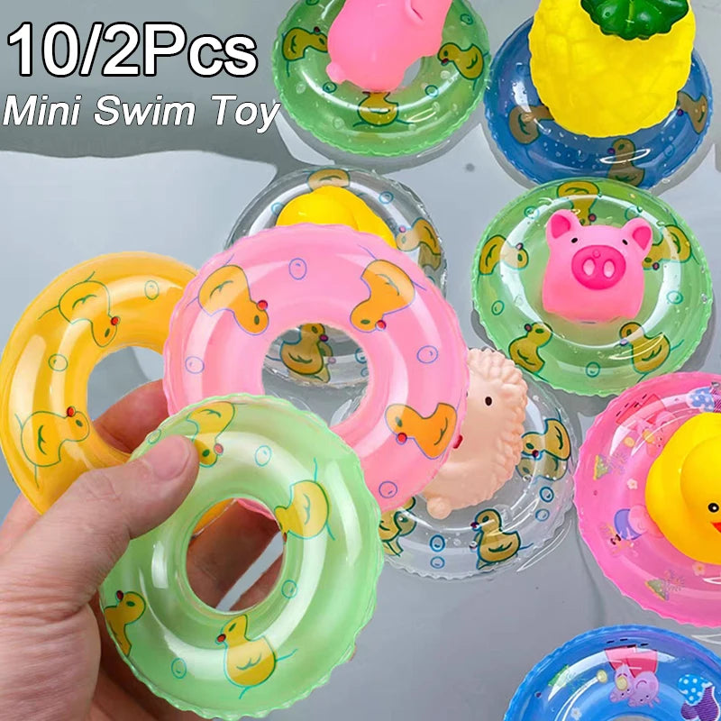 Summer Mini Swimming Circle Toy Babby Kids Funny Swimming Doll Pool Float Ring Toys Floating Rubber Bath Pool Inflatable Toy