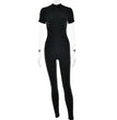 Sexy Elegant Women Zip-up O-neck Long Sleeve Jumpsuit Streetwear 2024 Autumn Female Overalls One Piece Fitness Sports Bodysuits