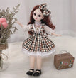 30cm Bjd Doll 12 Moveable Joints 1/6 Girl's Dress 3D Brown Eyes Toy with Clothes Shoes Kids Toys for Girl Children Gift