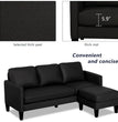 Convertible Sectional Sofa Couch, Faux Leather Sectional Sofa Couch with Reversible Chaise L Shaped Couch Sofa Set 3 Seater