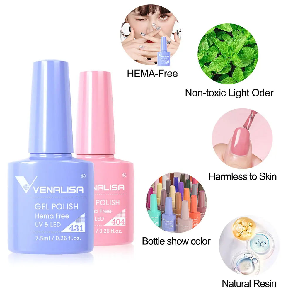 Venalisa Nail Gel Polish 7.5ml HEMA FREE Soak Off UV LED Gel Varnish Full Coverage Super Texture Gorgeous Nail Manicure