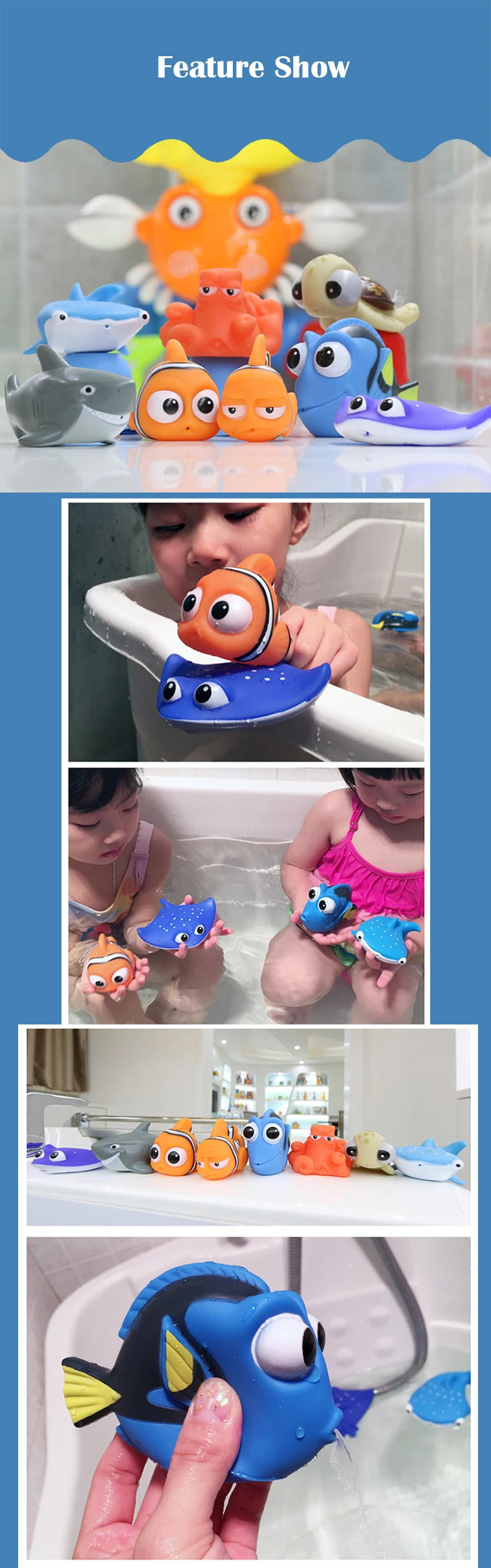 Finding Nemo Baby Bath Squirt Toys Kids Funny Soft Rubber Float Spray Water Squeeze Toys  Bathroom Play Animals For Children