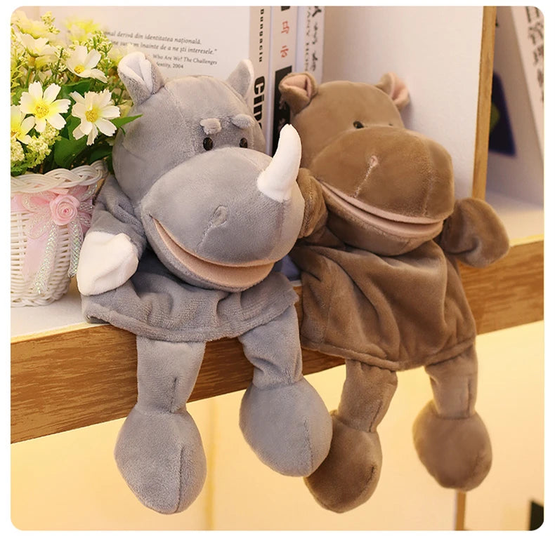 35cm Cartoon Animal Hand Puppet Parent-child Game Doll Lion Elephant Pig Appease Toys Birthday Gifts For Children