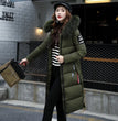 2024 Women's Down Parkas Winter Jacket Big Fur Collar Thick Slim Coat Fashion Hooded Cotton Outerwear Long Winter Woman Coat