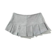 Mooyufon Fabric Y2K Mini Skirt Women Low Waist Wide Pleat Light Grey Sexy Vintage A-line Pleated Skirt Casual Skort Summer