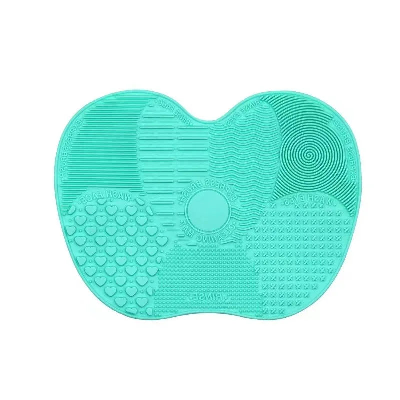 Apple Shaped Silicone  Makeup Brush Cleaning Pad-Efficient & Portable & Reusable Makeup Brush Cleaning Mat With Suction Cup